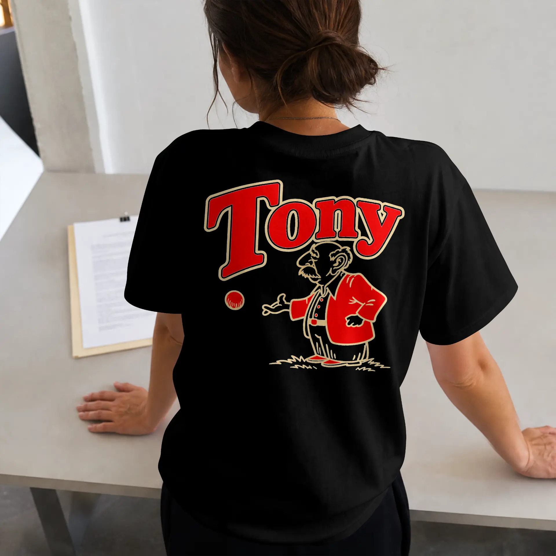 Black T-Shirt — Tony back